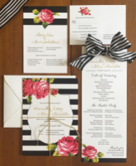 Black and White Striped Wedding Invitation Set